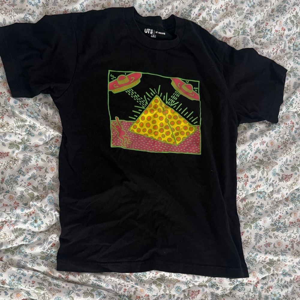 Uniqlo Black Tee with Colorful Graphic